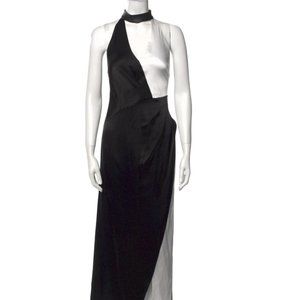 ALICE & OLIVIA BLACK/WHITE HALTER GOWN